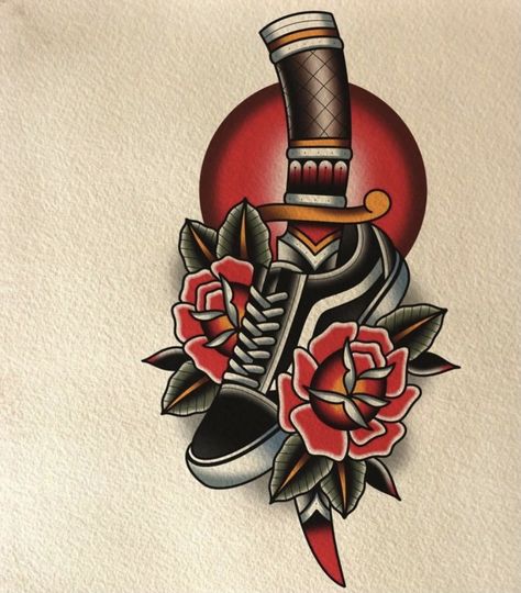 Traditional Tattoo Old School, Traditional Tattoo Flowers, Traditional Tattoo Designs, Neotraditional Tattoo, Rose Tattoos For Men, Traditional Style Tattoo, Sigil Tattoo, Traditional Tattoo Sleeve, Chest Piece Tattoos