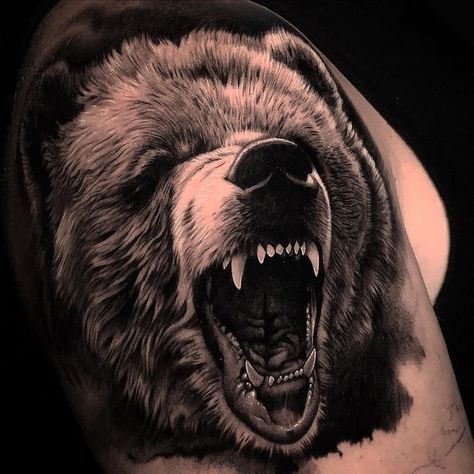 Bear Roaring Tattoo, Roaring Bear Tattoo, Bear Tattoos For Men, Bear Roaring, Roaring Bear, Bear Tattoo Designs, The Best Tattoos, Bear Tattoos, Best Tattoos