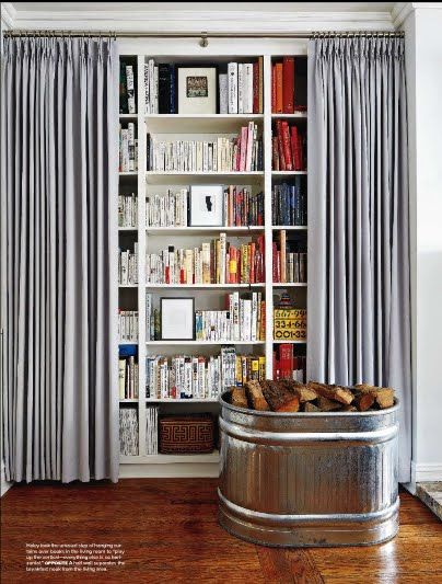 Curtains Hidden Shelf, Hallway Storage, Closet Shelves, Home Library, Book Shelf, My New Room, Apartment Therapy, Interior Designers, A Book