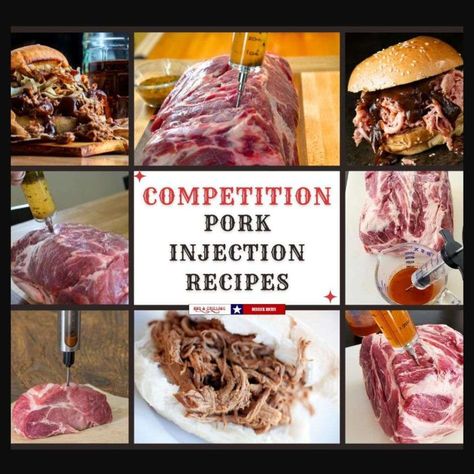 Elevate your your smoked pork shoulder, leans roasts, and thick cut chops with these competition style pork injection marinades! Pulled Pork Injection, Pork Shoulder Steak Recipes, Shoulder Steak Recipes, Smoked Pork Roast, Brisket Marinade, Pork Shoulder Steak, Chuck Roast Recipes, Pork Rub, Lean Pork