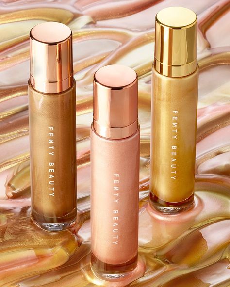 FENTY BEAUTY by Rihanna Body Lava Body Luminizer: A shimmering body liquid to veil skin in a high-shine finish that feels as dewy as it looks—now in a new shade, plus the two original, bestselling shades. Body Lava, Body Luminizer, Rihanna Body, Shimmery Eyeshadow, Luminizer, Body Makeup, Luxury Makeup, Beauty Body, Fenty Beauty