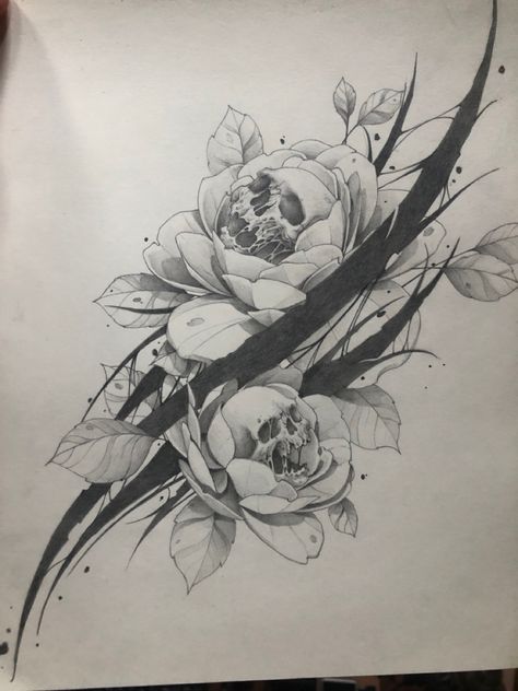 Hellborne Flower Tattoo, Monster Flower Tattoo, Goth Flowers Drawing, Black Dahlia Tattoo Design, Gothic Botanical Tattoo, Forest Flowers Tattoo, Dark Neo Traditional Tattoo, Feminine Tattoo Cover Up Ideas, Dark Ornamental Tattoo Design