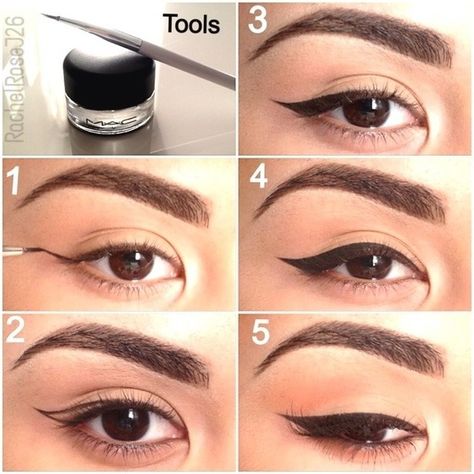 Winged Eyeliner pictorial Epicanthal Fold, Epicanthic Fold, Cat Eye Tutorial, Eyeliner Techniques, Party Make-up, Perfect Cat Eye, Makijaż Smokey Eye, Eyeliner Tutorial, Long Lasting Makeup