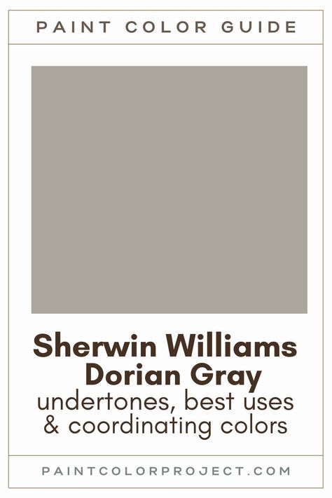 Looking for the perfect medium gray paint color for your home? Let’s talk about Sherwin Williams Dorian Gray and if it might be right for your home! Dorian Gray Palette, Sherwin Williams Dorian Gray Cabinets, Dovetail Vs Dorian Gray, Colors That Go With Dorian Gray Sherwin Williams, Agreeable Gray And Dorian Gray, Sherwin Williams Medium Gray, Dorian Gray Living Room, Sherwin Williams Gray With Purple Undertones, Sherwin Williams Purple Gray