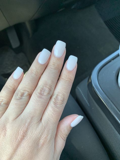 Milky white Dip Powder Off White Dip Powder Nails, Milky Square Nails Short, Milky White Nails Acrylic Short, White Powder Dip Nails, Milky White Nails Powder, Dip Milky White Nails, Milky White Acrylics, Sns Milky White, Milky White Dip Nails