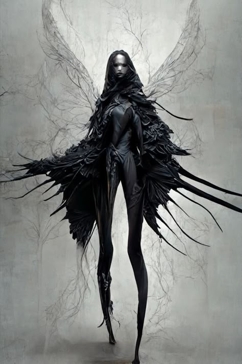 Creepy Fairy, Dark Long Hair, Scary Fairy, Elegant Face, Evil Fairy, Dark Evil, Dark Creatures, Arte Peculiar, Humanoid Creatures