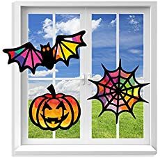 Halloween Crafts for Kids ~ Over 20 kids crafts to get you inspired! - Twitchetts Window Art Classroom, Suncatchers Craft, Paper Suncatchers, Halloween Party Craft, Paper Sun, Halloween Paper Crafts, Kid Friendly Halloween, Stained Glass Effect, Suncatcher Craft