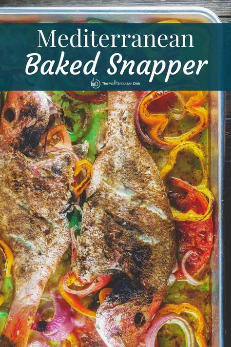 Ready in about 30 mins, this easy baked red snapper with bold Mediterranean flavors, fresh herbs, and bell peppers is a must-try fish dinner! Get the recipe today! Baked Snapper Recipes Whole, Fried Snapper Whole, Whole Red Snapper Recipes Baked, Whole Snapper Fish Recipes, Roasted Snapper, Red Snapper Recipes Baked, Whole Red Snapper Recipes, Snapper Recipes Baked, Grilled Snapper