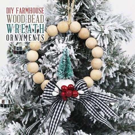 DIY and Crafts Gallery - The Cottage Market Bead Wreath Ornament, Mason Jar Cocktail Gifts, Wood Bead Wreath, Mason Jar Wedding Favors, Candle Upcycle, Bead Wreath, Wedding Favour Jars, Wreath Ornaments, Farmhouse Christmas Ornaments