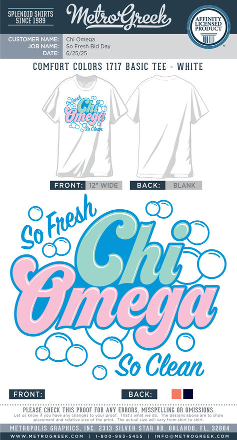 Chi Omega Shirt | So Fresh So Clean | Sorority Bid Day Shirt | Metro Greek | Custom Greek Tees | Sorority Recruitment and PR Shirts Sorority Shirts Designs Ideas, Chi Omega Shirt, So Fresh So Clean, Bid Day Shirts, Sorority Shirt, Sorority Bid Day, Sorority Recruitment, Soap Bubbles, So Fresh