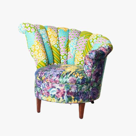 Behold: Batsheva Furniture! Plus 3 Other Design Launches We Have Our Eye On | Vogue Purple Floral Fabric, Patchwork Furniture, Leopard Pillows, Funky Chairs, Reupholster Furniture, Floral Patchwork, Green Blue Purple, Back Art, Funky Furniture