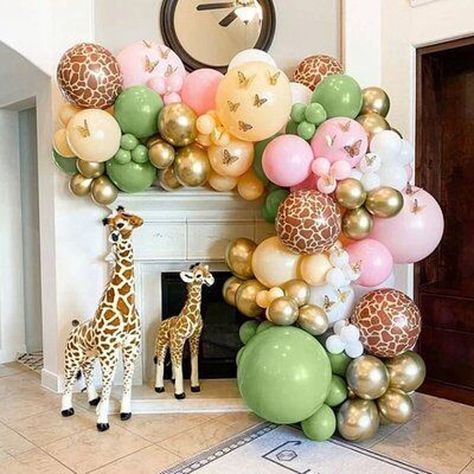 Safari Birthday Party Decorations, Safari Party Decorations, Jungle Balloons, Baby Shower Balloon Arch, Hen Party Decorations, Animal Theme Birthday, Wild Birthday Party, Birthday Garland, Balloon Chain