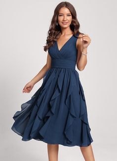 Low V Neck Dress, Summer Cocktail Dress, Chiffon Cocktail Dress, Satin Cocktail Dress, Party Dresses Online, Cascading Ruffles, Cocktail Dress Wedding, Guest Attire, Wedding Attire Guest