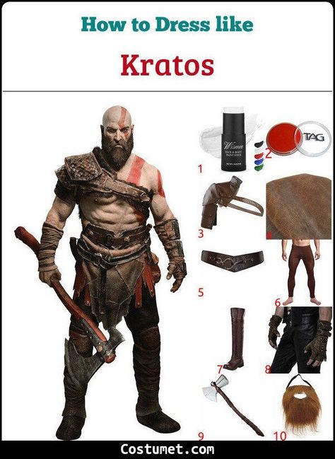 Kratos Halloween Costume, Kratos Costume, Arm Harness, Loin Cloth, Costumes 2023, Fake Mustaches, Son Of Zeus, Halloween Couple, Viking Costume