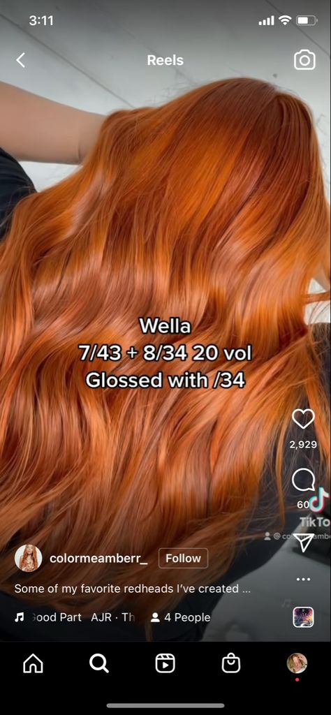 Ginger Copper Hair Formula, Orange Copper Hair Color Formula, Copper Hair Wella Formula, Wella Formulas Copper, Wella Copper Hair Color, Orange Hair Formula, Wella Color Formulas Copper Red Hair, Ion Copper Hair Color, Wella Copper Hair Color Formula