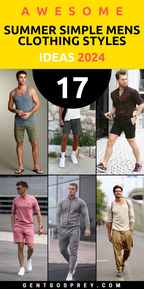 Immerse yourself in the world of men's summer fashion with our comprehensive guide to the top 17 simple styles for 2024. Whether you prefer classic elegance or contemporary streetwear, our curated collection has something to suit your individual taste and lifestyle. From relaxed casual outfits to sophisticated ensembles, discover the latest trends and elevate your summer wardrobe with our expert fashion advice. 2024 Men's Summer Fashion, Mens Outfits Summer 2024, Men Fashion Summer 2024, Man Fashion 2024 Summer, Men’s Summer Outfits 2024, Mens Clothing Styles Summer 2024, Relaxed Casual Outfits, Men’s Summer Fashion 2024, Summer Europe Outfits