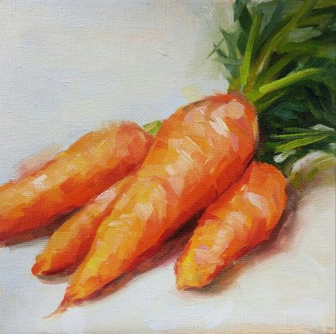 Carrot Still Life, Oil Pastel Vegetables, Carrots Drawing, Carrot Picture, Carrot Aesthetic, Painted Carrots, Carrot Painting, Carrot Drawing, Carrot Art