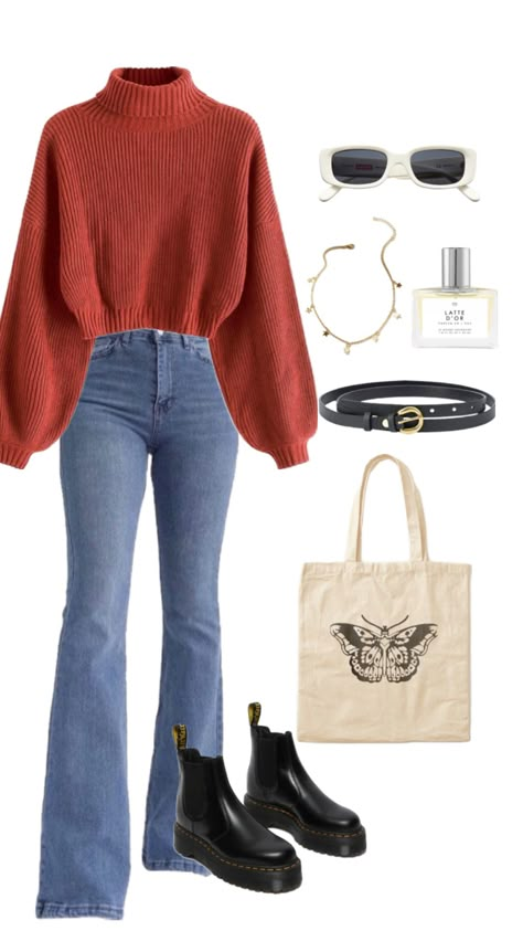 #fallfashion #modestfashion #beigeaesthetic #denimmidiskirt #longjeanskirt #modestoutfit #neutralsaesthetic #fallfit #jeanskirt #midijeanskirt #midiskirt #drmartensoutfit Cute Modest Outfits, Estilo Hippie, Everyday Fashion Outfits, Cute Winter Outfits, Easy Trendy Outfits, Trendy Clothing, Midi Skirts, Modest Fashion Outfits, Cute Simple Outfits