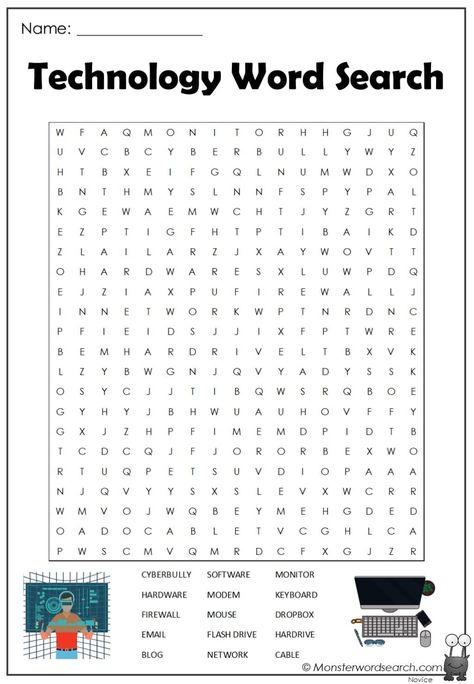 nice Technology Word Search Technology Worksheets, Science Word Search, Technology Vocabulary, Computer Terms, Media Pembelajaran, Computer Theme, Teaching English Language Learners, Kids Word Search, Word Search Puzzles Printables