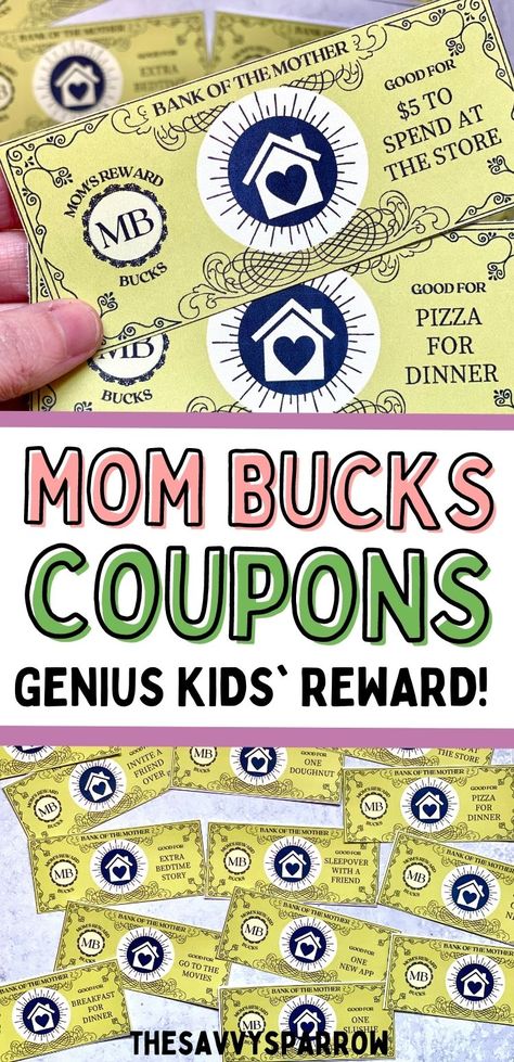 Good Grade Rewards Ideas, Moms Token Store, Summer Incentives For Kids, Behavior Rewards At Home, Coupons For Kids From Parents, Reward Box Ideas, Ticket Reward System For Kids, Reward Bucks Free Printable, Mom Bucks Printable Free