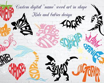 I will make a Custom digital "name" word art in the shape you want Digital Word Art, Digital Ideas, Fun Svg, Digital Word, Art Lessons Middle School, Word Art Design, Creative Names, Art Svg, Baby Design