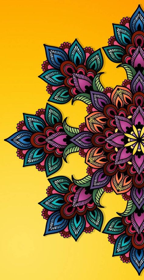 Mandala Wallpaper Backgrounds, Iphone Wallpaper Mandala, Mandala Art Wallpaper, Mandala Wallpapers, Yellow Mandala, Modern Art Tattoos, Mandala Wallpaper, Buddha Art Painting, Mandala Background