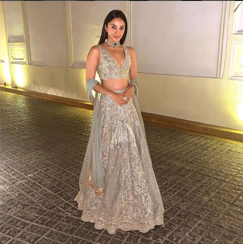 Kiara Advani Lehenga, Grey Lehenga, Faraz Manan, Indian Engagement, Lehenga Jewellery, Indian Outfits Lehenga, Lehnga Dress, Ethnic Outfits, Kiara Advani