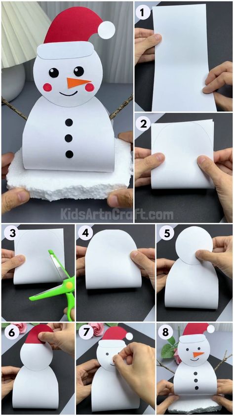 3d Snowman Craft, Paper Snowman Craft For Kids, Snowman Paper Crafts, Easy Snowman Crafts For Kids, Paper Crafts For Kids Easy, Glider Paper Airplane, Easy Snowman Crafts, Paper Snowman, 3d Snowman