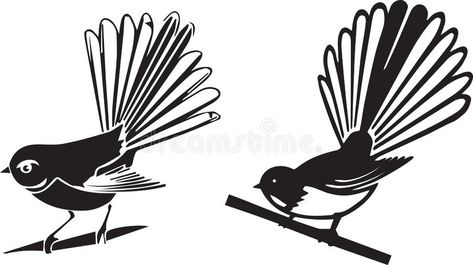 Fantail New Zealand Native Bird Stock Vector - Illustration of silhouette, native: 142453905 New Zealand Illustration, Fantail Bird, Recycled Magazine Crafts, New Zealand Tattoo, Cat Outline, Indigenous Australian Art, Bird Stencil, Maori Tattoo Designs, Nz Art