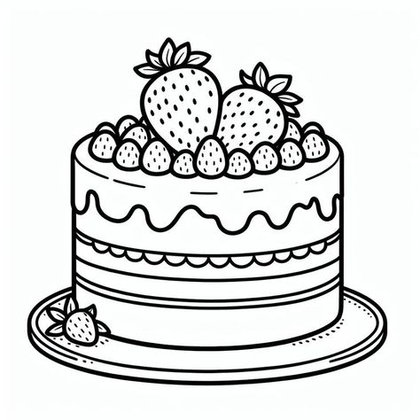 free coloring pages for kids - free printable - cartoon coloring pages - free download Dessert Coloring Pages, Cake With Icing, Free Coloring Pages For Kids, Slice Of Cake, Cartoon Coloring, Cartoon Coloring Pages, Free Coloring Pages, Free Kids, Yummy Cakes