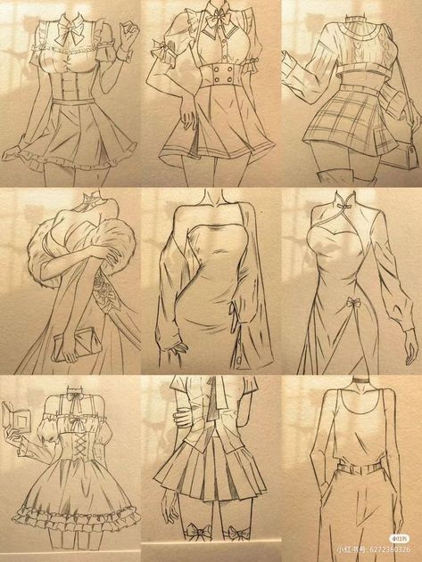 Clothes Drawing Women, Women Clothes Drawing, Outfit Sketches Fashion, Designing Clothes Sketches, Art Clothes Drawing, Dress Art Reference, Drawing Bases Poses, Drawing Clothes Outfits Sketch, Dress Sketches Design