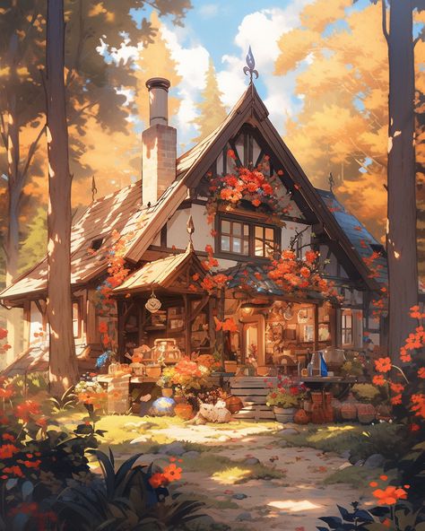 Witch cottage in the woods #midjourneyNiji #aiartgeneratedart #generativeart #generativeartwork #artificialintelligenceai #aiartgenerator #aiartwork #aiartworks #artificialintelligence #midjourney #midjourneyart #midjourneycommunity Cottage Concept Art, Kawaii Desktop, Town Inspiration, Building References, Witchy Cottage, Fantasy Cottage, Witch Cottage, Minecraft Inspiration, Dreamy Artwork