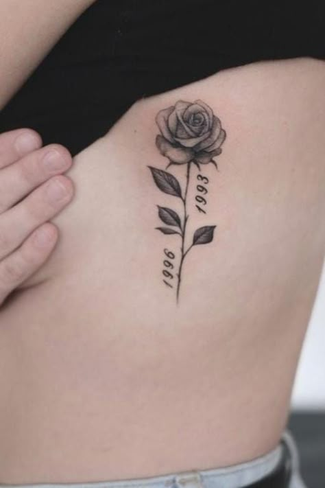 Haircut Korea, A Rose Tattoo, Rose Tattoo With Name, Basic Tattoos, Rose Tattoos For Women, Small Rose Tattoo, Remembrance Tattoos, Cool Tattoo, Small Pretty Tattoos