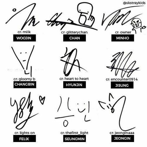 Straykids signatures  Kyaa~ ma goodness Chan's signature is so cute it looks like a dinosaur ah I'm soft~ Kpop Signature, Stary Kids, Kids Groups, Facts For Kids, Skz In Cute, Savage Kids, Tattoos For Kids, Kid Memes, Stray Kids Seungmin