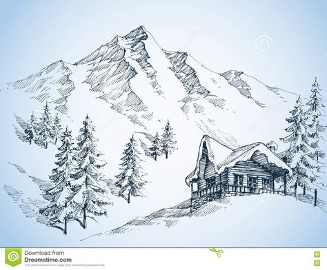 Nature In The Mountains Sketch - Download From Over 54 Million High Quality Stock Photos, Images, Vectors. Sign up for FREE today. Image: 79258852 Mountain Sketch, Landscape Pencil Drawings, Winter Drawings, Sunday Photos, Mountain Drawing, Nature Sketch, Landscape Sketch, Desenho Tattoo, Nature Drawing