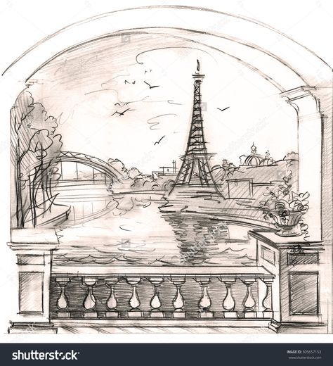 Architecture Drawing Easy Simple, Architectural Landscape Drawing, Views To Draw, Graphic Design Drawing Sketch, Landscape Drawing Ideas Sketch, Graphic Drawing Sketches, View Sketch, Fantasy City Sketch, Drawn Scenery