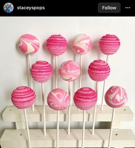 Shades Of Pink Cake Pops, Retro Cake Pops, Barbie Party Dessert Table, 21st Birthday Cake Pops, Pink Cake Pops Ideas, Preppy Cake Pops, Hot Pink Cake Pops, Pink Party Treats, Barbie Cake Pops