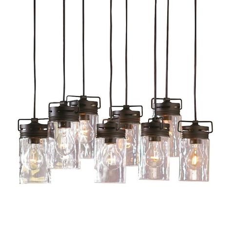 allen + roth Vallymede Aged Bronze Farmhouse Clear Glass Jar Pendant Light in the Pendant Lighting department at Lowes.com Cylinder Pendant Light, Bronze Pendant Light, Large Pendant Lighting, Multi Pendant, Bronze Lighting, Aged Bronze, Clear Glass Jars, Allen Roth, Multi Light Pendant