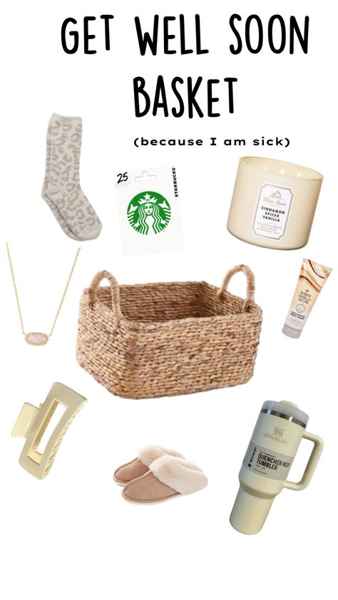 Get well soon basket for me 😂(I know this is similar to the other one so sry but hope you enjoy!! 💞 Get Well Soon Basket, Get Well Gift Baskets, Get Well Soon Gifts, Get Well Gifts, Get Well Soon, Basket Ideas, Present Gift, Fantastic Gifts, Get Well