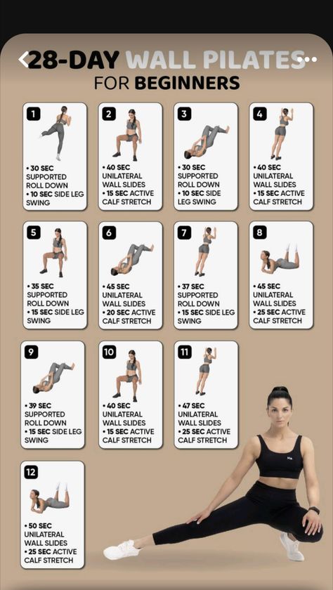 Wall Pilates Workout Plan, Wall Pilates Workout, Pilates Workout Plan, Wall Pilates, Diet And Workout Plan, Reach Goals, Personalized Workout Plan, Calf Stretches, Month Workout