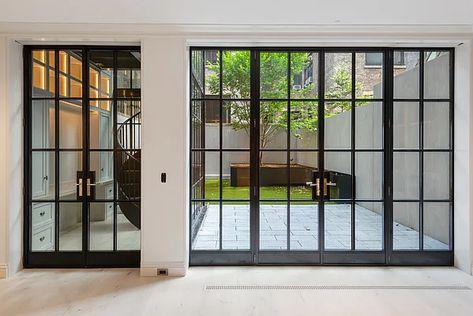 43 West 73rd St. in Upper West Side, Manhattan | StreetEasy Entry Staircase, Single French Door, Garage Door Types, Steel Front Door, Stone Floor, Entrance Foyer, Casa Exterior, Iron Doors, Entry Foyer