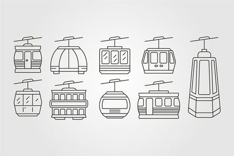 Cable Car Tattoo, Cable Car Illustration, Car Line Art, Railway Logo, Funicular Railway, Nba Basketball Art, Minimalist Illustration, Car Tattoos, Car Icons