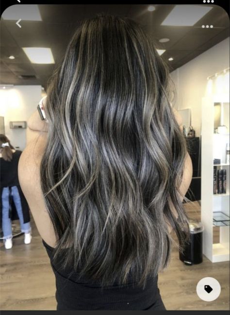 Ash Balayage On Black Hair, Balayage Ash Brown, Balayage Black Hair, Balayage On Black Hair, Balayage Black, Balayage Ash, Ash Balayage, Ash Brown Balayage, Balayage Straight Hair