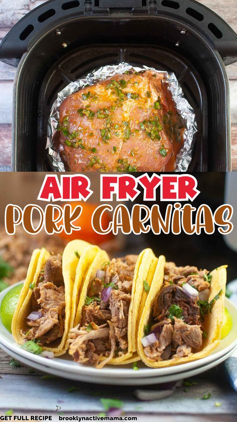 Air Fryer Carnitas Recipes, Air Fryer Carnitas, Authentic Carnitas Recipe, Mexican Sides, Shredded Pork Recipes, Pork Carnitas Recipe, Air Fryer Pork, Oatmeal Cookies Easy, Mexican Pork