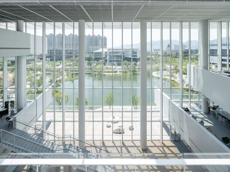 Gallery of Wenzhou Kean University Student Learning Activity Center / Perkins&Will - 4 Office Spaces, School Atrium Design, Learning Center Architecture, Institutional Building Architecture, Student Center Architecture, Student Campus Architecture, Campus Activities, Rooftop Restaurant Design, Atrium Design