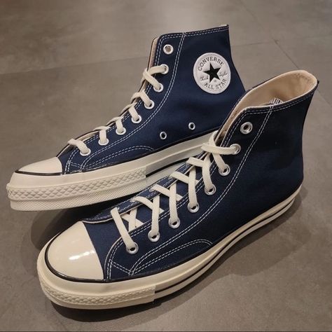 Authentic Converse Chuck Taylor 1970s Navy Navy Blue Chuck 70, Converse Chuck 70 Navy Blue, Converse Chuck 70 Blue, Navy Chuck 70, Navy Converse Outfit, Blue Converse Shoes, Converse Chuck Taylor 70s, Chuck 70 Converse, Chuck Taylor 70s