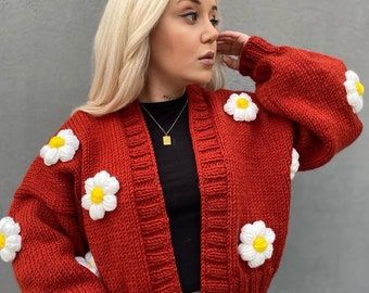 Mushroom Cardigan, Cloud Cardigan, Strawberry Cardigan, Thick Knit Cardigan, Handmade Cardigan, Pretty Cardigans, Flower Cardigan, Baby Cardigan Pattern, Sweater Handmade