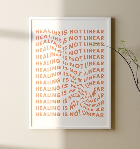 HEALING IS NOT LINEAR digital print, Boho colors, selfcare art, therapy office, counselor, therapy art, healing phrases, mental health, DIGITAL DOWNLOAD. This is an instant digital downloadable file - No actual physical copy will be shipped. Once you download the copy, feel free to print directly from home or at your local print shop as many times as you like! This digital poster is perfect for adding a touch of personality and style to your office, living room, bedroom or any space you want to add feel good vibes! At present, Etsy does not support downloading your files on phones or tablets application. You need to use a browser on your phone or computer to enable your download. - YOUR PURCHASE INCLUDES - High resolution print-ready files (5 JPG at 300 dpi): ◊ RATIO 2:3 Inches: 4x6 / 6x9 Holistic Medical Office Design, Therapist Office Layout, At Home Therapy Office, Therapy Office Must Haves, Therapy Room Aesthetic, Boho Therapy Office, Therapy Aesthetic Room, Therapist Aesthetic Office, Therapy Office Aesthetic