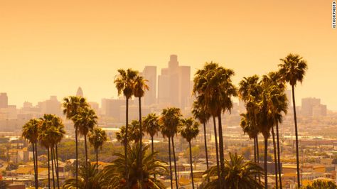 http://www.travelnow.com/templates/409554 Los Angeles Palm Trees, Los Angeles Sunset, Klm Royal Dutch Airlines, City Of Angels, Downtown Los Angeles, City Guide, Seattle Skyline, Palm Trees, Around The Worlds