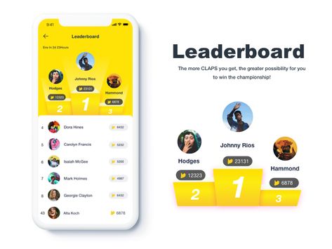 Leaderboard by Sun. Leaderboard Design Ideas, Leaderboard Ui Design, Leaderboard Design, Scoreboard Design, Ui Design Ideas, App Design Trends, Social App Design, Ranking List, Ios App Design